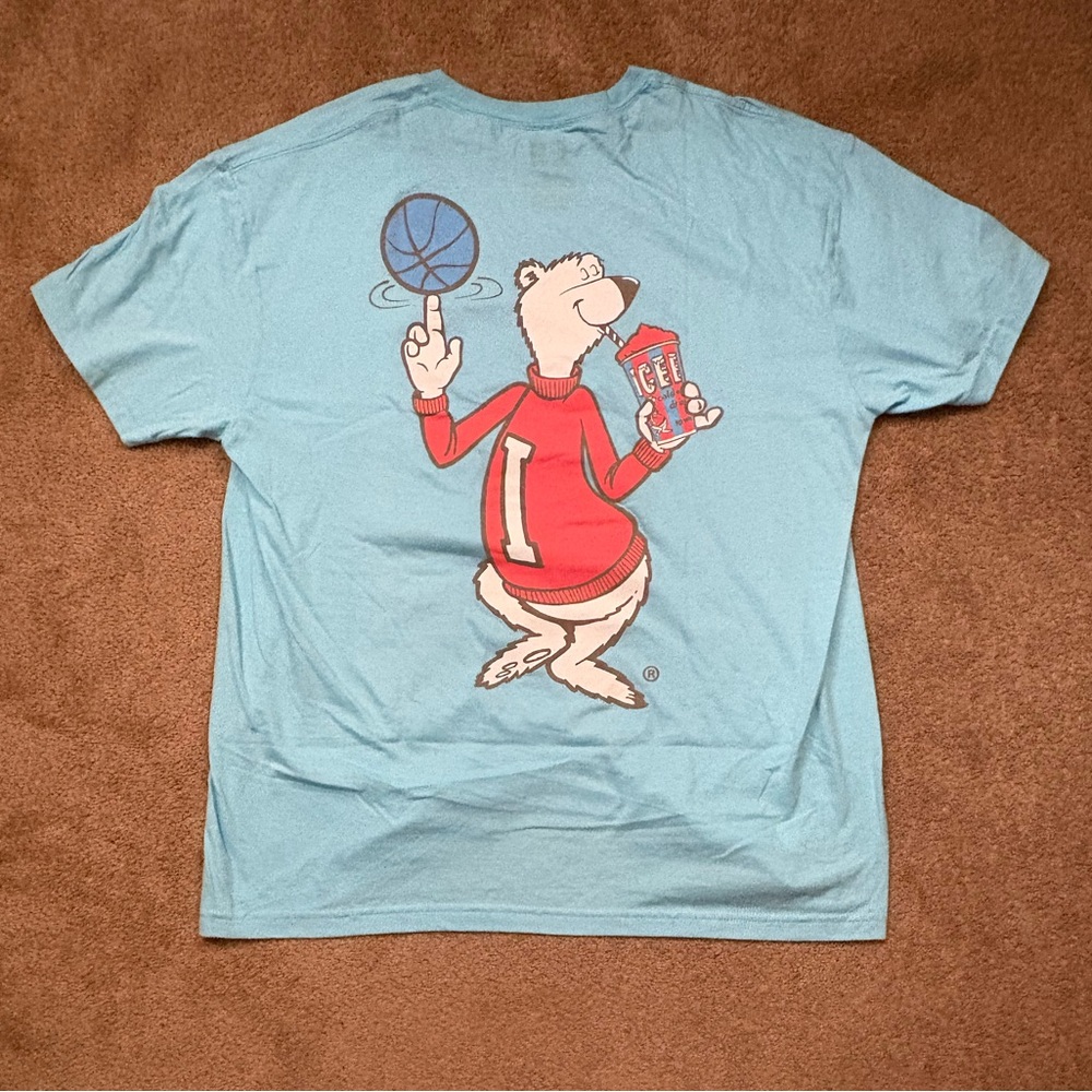 ICEE Polar Bear Logo T-Shirt Blue Graphic Tee Mens Size XL Slushie Drink